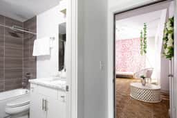 Full bathroom connected to the living room on the first floor of each unit for your convenience!