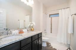 Whether you love a quick rinse or a long soak, this full bathroom on the second floor has you covered with a shower and tub combo. Towels and all the must-have toiletries are provided—just bring your bubble bath!