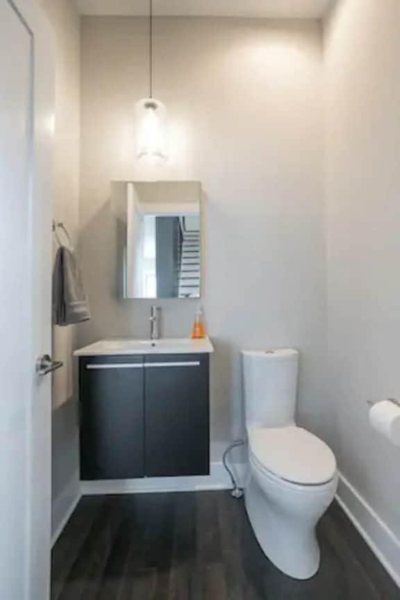 The half bathroom that's conveniently  located on the 2nd floor