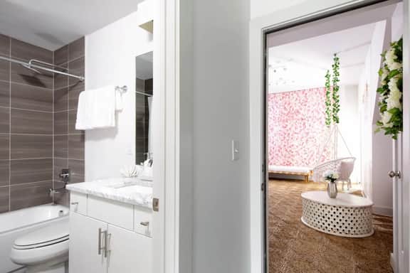 Full bathroom connected to the living room on the first floor of each unit for your convenience!