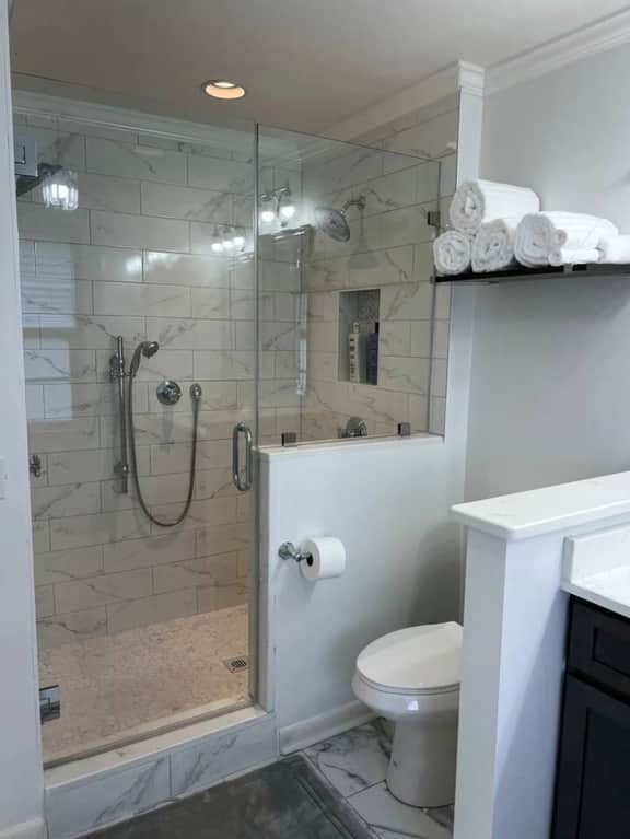 Master bathroom with large walk in shower