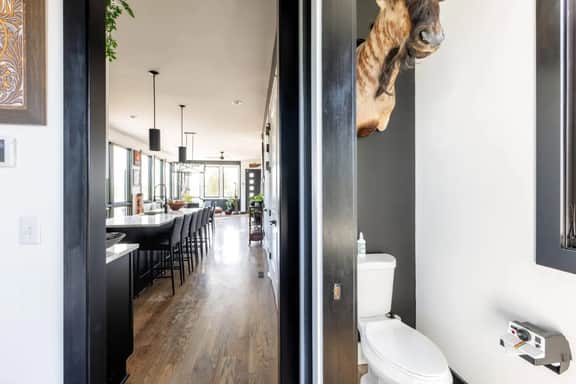 On the first level, you will find a convenient half bath – small but thoughtfully decorated for your comfort. A stylish pitstop that adds convenience to your stay!
